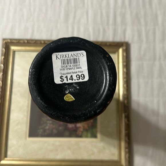 Kirkland’s Decorative Vase Maple Swirl Painted 12” - Picture 7 of 8